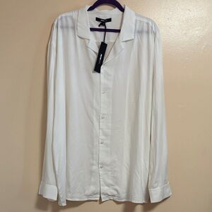 Theory White Silk Button-Down Shirt